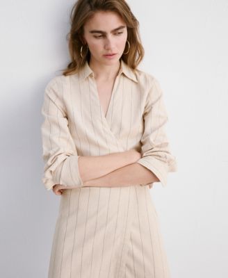 mango striped shirt dress Mango Women's Striped Knot Shirt Dress