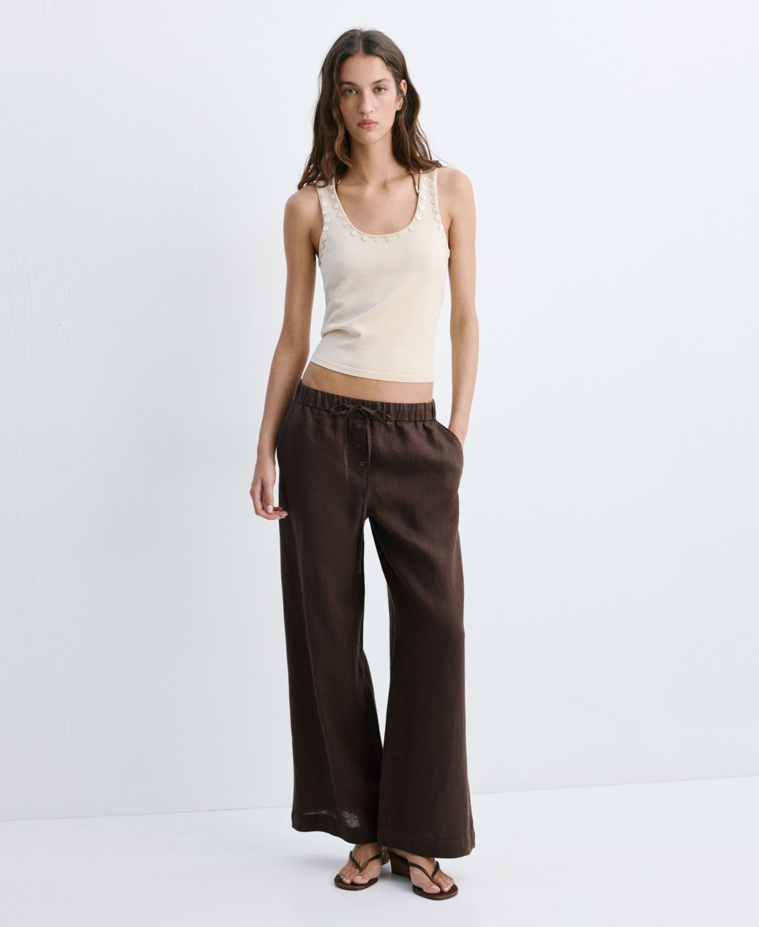 Women's Buttons Linen Pants