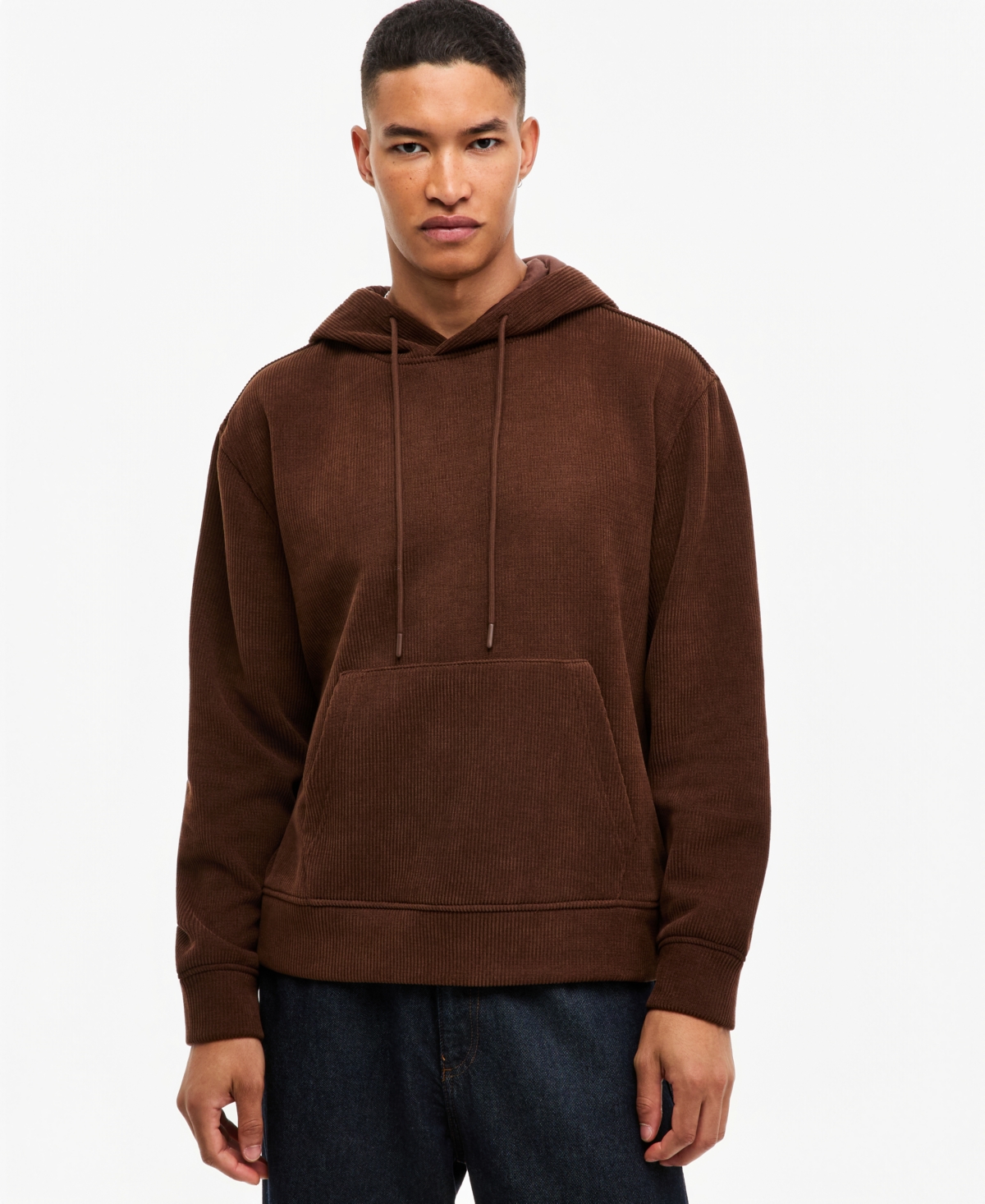 Mode of One Men's Long-Sleeve Relaxed-Fit Ribbed-Knit Hooded Sweatshirt, Macy's Exclusive