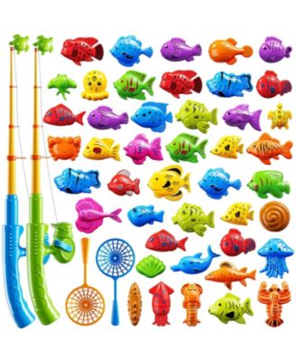 Magnetic Fishing Toy Rod Set Floating Fish Pool Bath Water Game