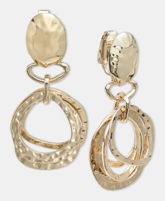 Multi-Ring Clip-On Double Drop Earrings