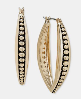Gold-Tone Beaded Oval Hoop Earrings