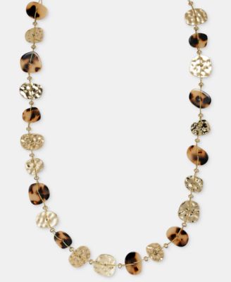 Tortoise-Shell and Gold-Tone Disc Long Necklace