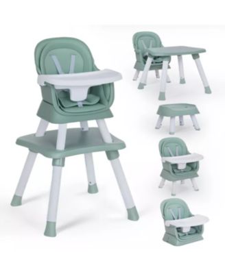 8-in-1 Baby High Chair Converts to Booster Seat and Kids Table Set with Removable Tray