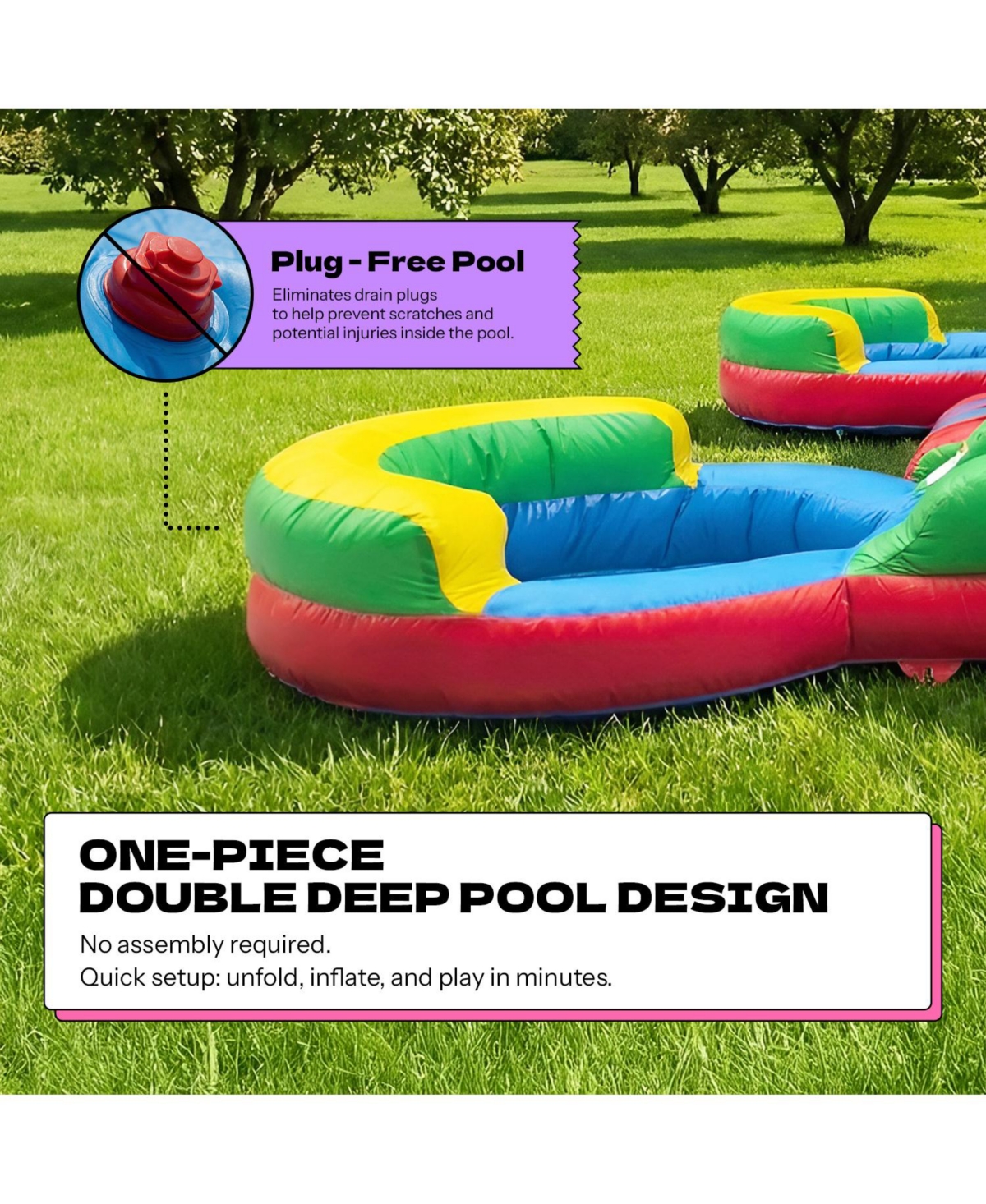 Pop Jump Rainbow Castle Bounce House and Double slide Combo