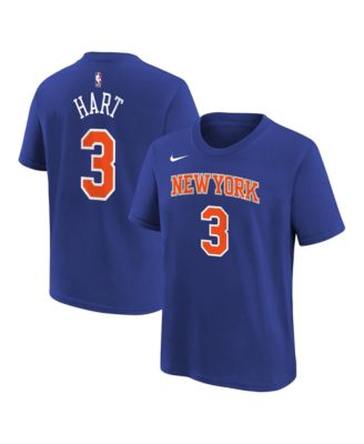 Big Boys and Girls Josh Hart Blue New York Knicks Icon Name & Number T-Shirt