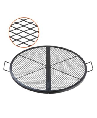 X-Marks Fire Pit Grill Grate, Foldable 36 inches Round Q235 Steel Cooking Grid with Handle