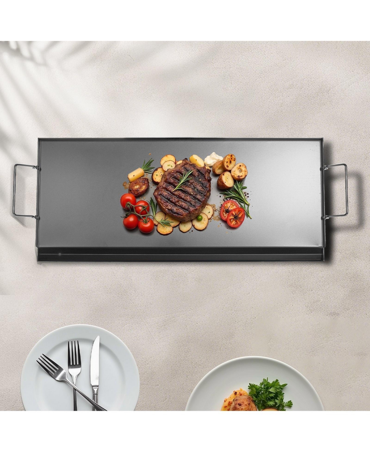 Cozito Carbon Steel Griddle, 32 x 14 inches Flat Top Gas Grill Plate with Handles