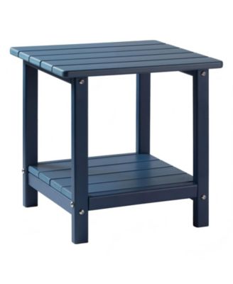 Outdoor Side Table, 17.72 x 14.96 x 17.32 inches 2-Tier HDPE End Table