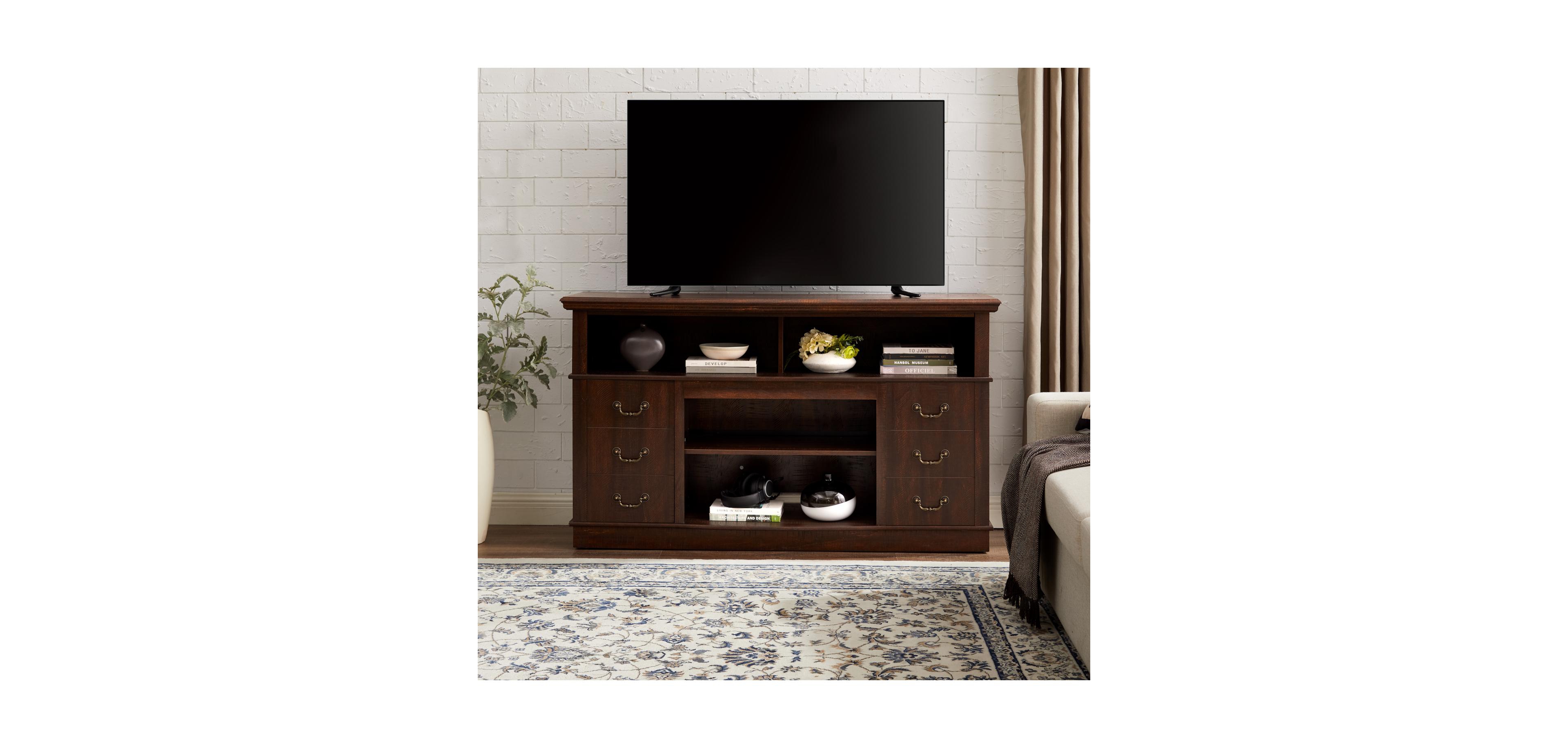 Rainsken Retro Tv Stand with Storage, for Tvs up to 65inch, TV Stand for Media, with Shelf, for Living Room Bedroom