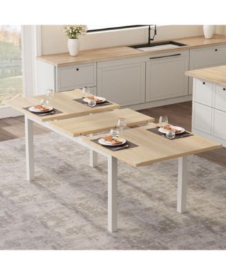 43.7in-63in Extendable Dining Table for 6-8, Large Kitchen Table for 6 with Metal Frame & MDF Board