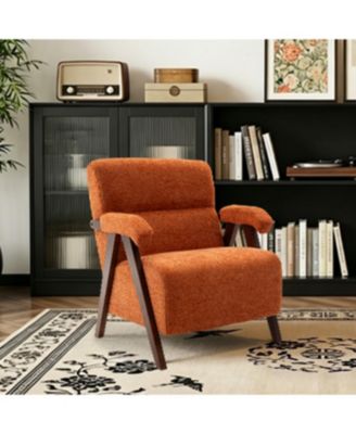 Modern Accent Chair, with Thick Cushion, Tufted Armchair, Solid Wood Frame, for Bedroom, Apartment
