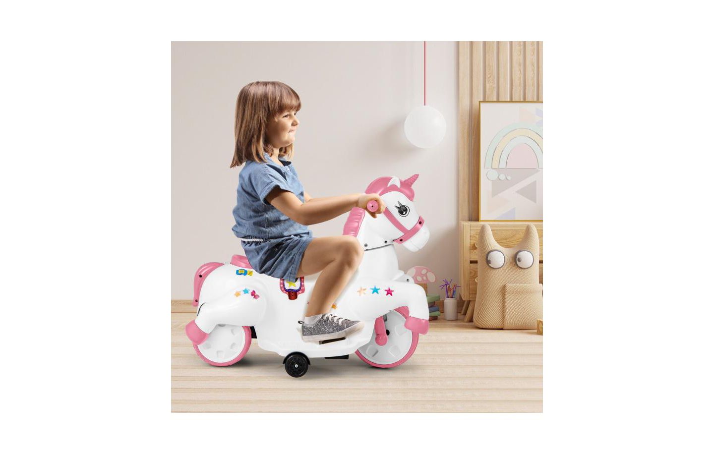 Детская игрушка HONGGE 12V Unicorn Ride-On Toy, Ages 3+, цвет: Розовый — фото 4