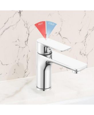 Chrome Single Handle Lavatory Basin Sink Faucet - Brass Bathroom Sink Faucet Hot and Cold