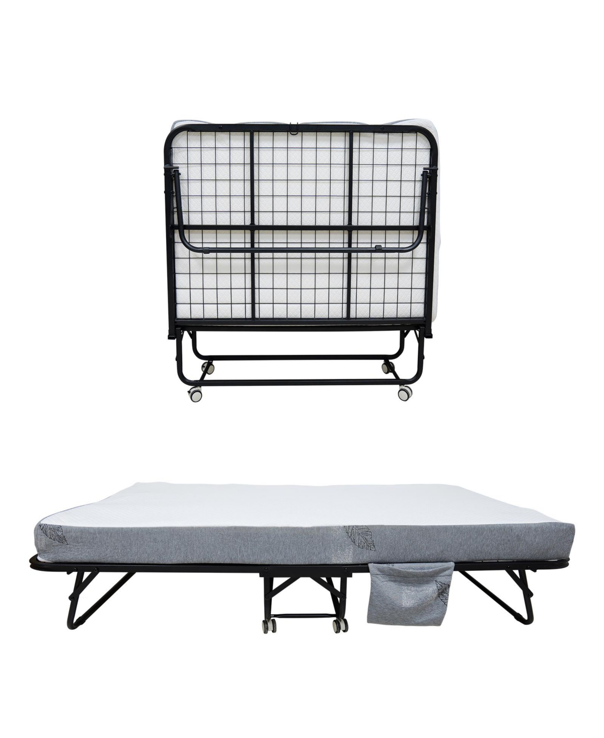 homfan Folding Bed with 5 in Memory Foam Mattress, Rollaway Guest Bed on Wheels