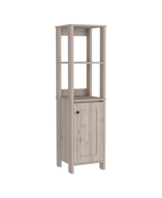 Linen Cabinet Jannes with Two Open Shelves, Single Door and   Finish for Bathroom Storage Saving