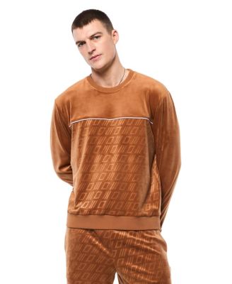 Men's Bandiera Debossed Velour Crewneck