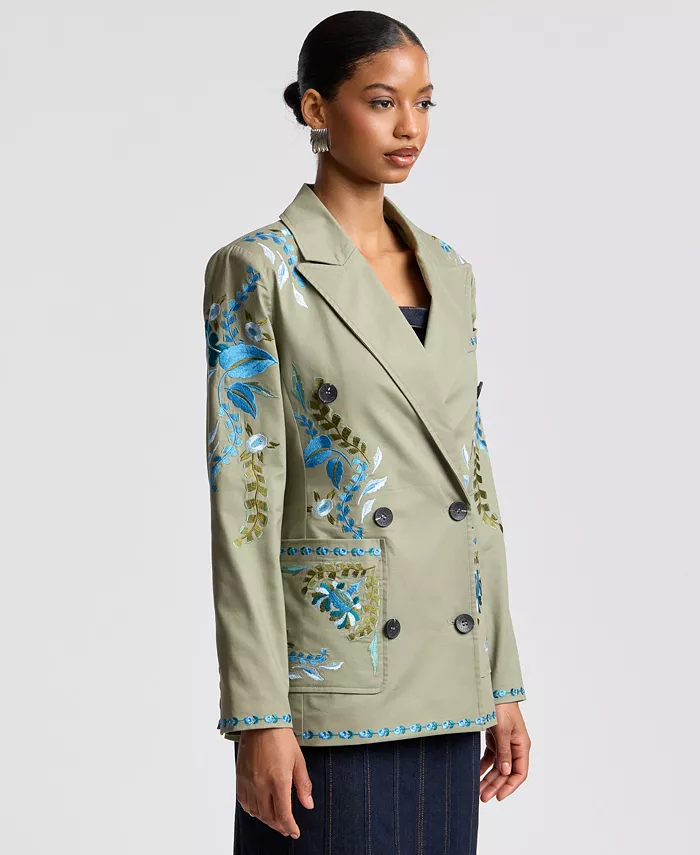 Women's Embroidered Double-Breasted Blazer - thumbnail 3
