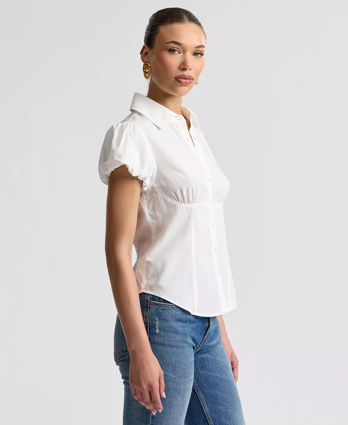 Women's Fitted Puff-Sleeve Top - thumbnail 3