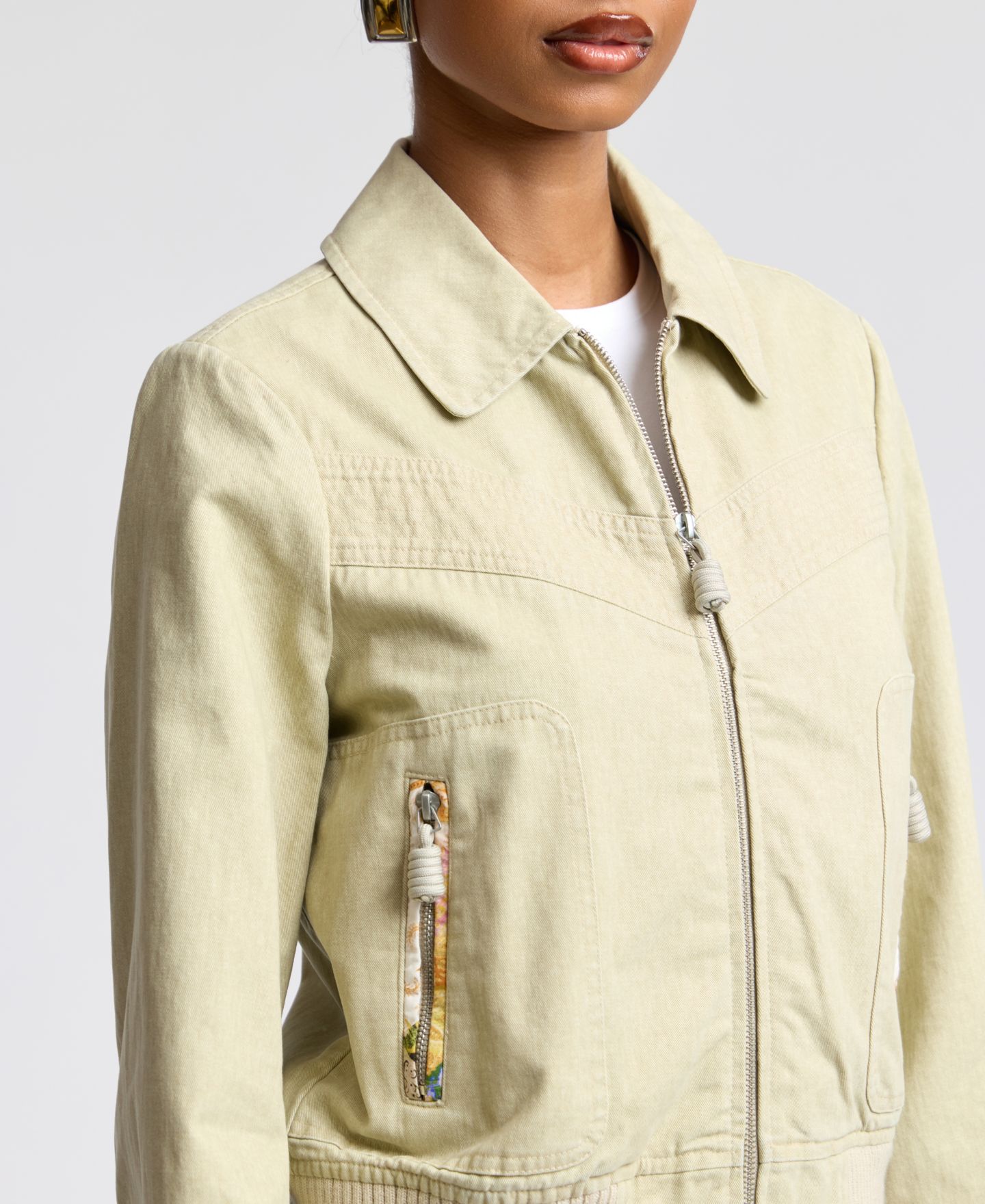 Женская куртка Avec Les Filles Zip-Front Bomber, цвет: Хаки — фото 4