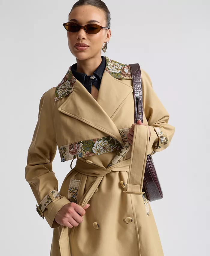 Women's Combo Belted Trench Coat - thumbnail 4
