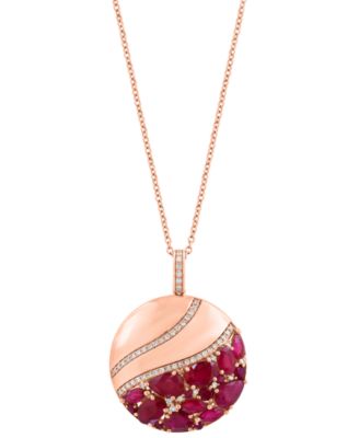 Ruby (3-1/2 ct. t.w.) & Diamond (1/5 ct. t.w.) Pendant Necklace in 14k Rose Gold