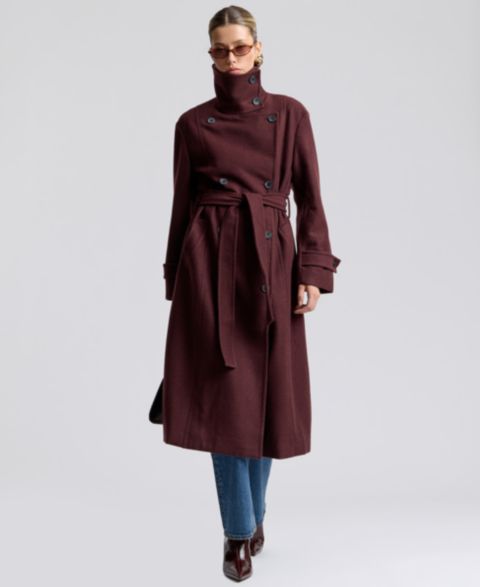 Женское пальто Avec Les Filles Funnel Neck Belted, цвет: Изюмный