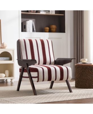 Stripe Accent Chair, Modern Upholstered Armchair in Fabric, Widened armrests on both sides, or Living Room Bedroom Apartment, Easy Assembly