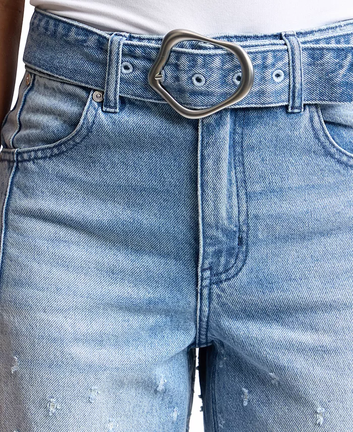 Women's Distress Darted Straight Jeans - thumbnail 4