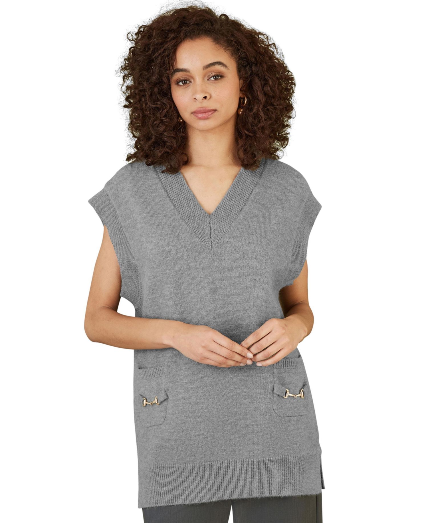 Women's Knitted V-Neck Vest Tunic