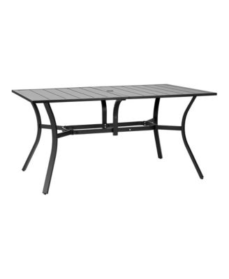 Outdoor Patio Dining Table Rectangular Metal Slat Garden Table 6 Seat
