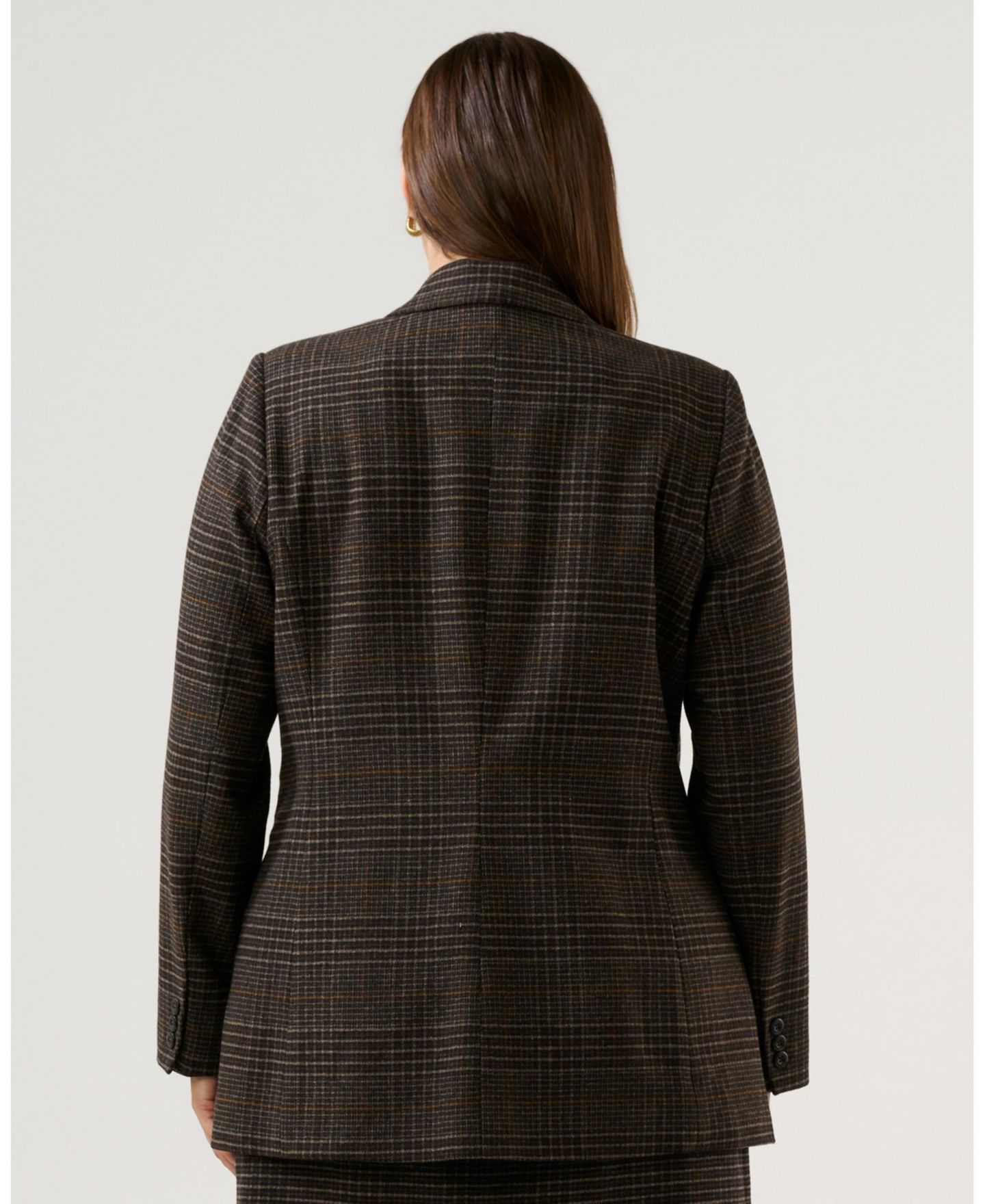 Женская куртка ESTELLE Noel Check One-Button Blazer, цвет: Шоколадный — фото 3