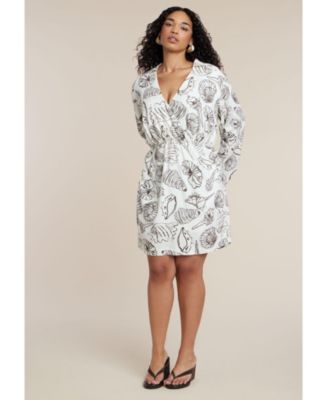 Women's Printed Linen Mini Dress