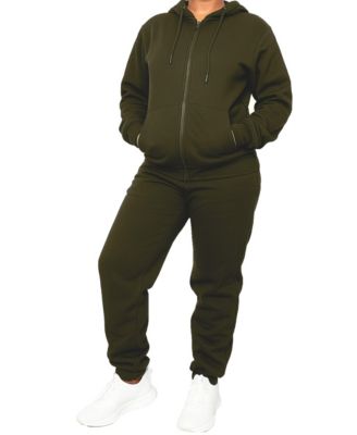 Women's Loose Fit Full-Zip Hoodie and Jogger Sweatpants Matching, 2-Piece Set