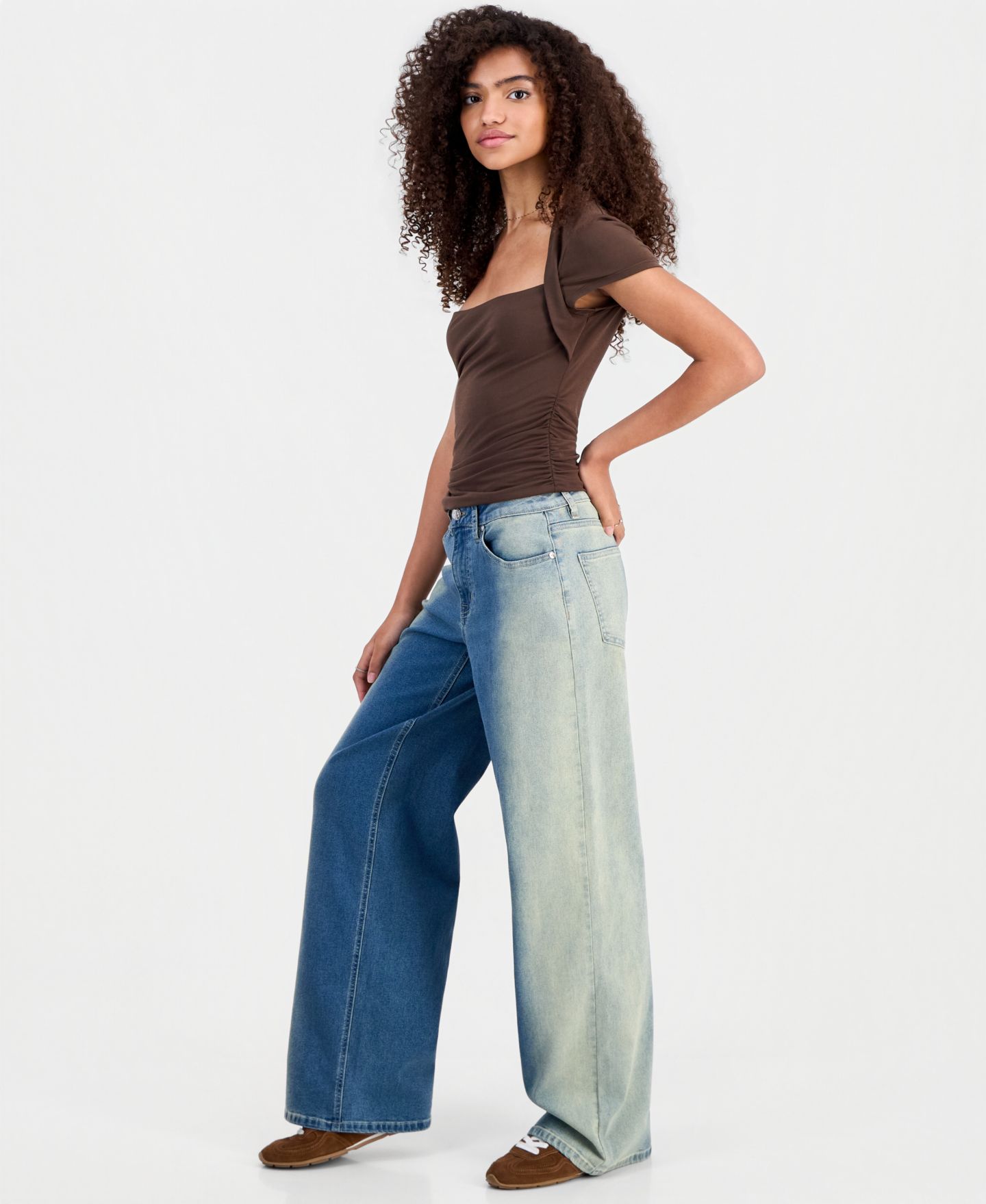 Женские джинсы Madden Girl Juniors' Ultra 90s Wide-Leg Ombré Jeans, цвет: Варёный — фото 4