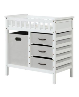 Wooden Diaper Changing Table with Fabric Storage Drawers