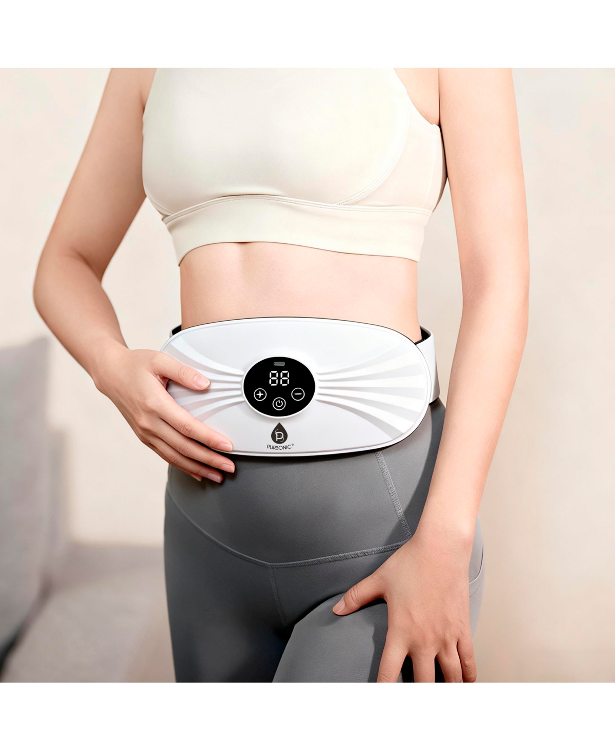 Pursonic Rechargeable Stomach and Back Massager + Shiatsu Massager Chair Mat with Heat