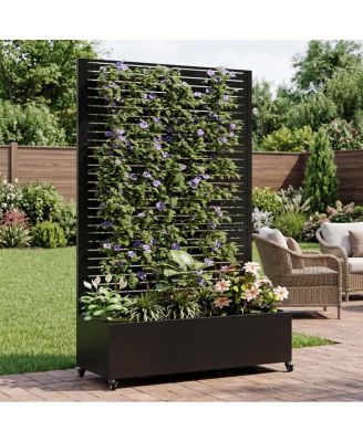 Metal Raised Garden Bed with Trellis, 73"x47"x16