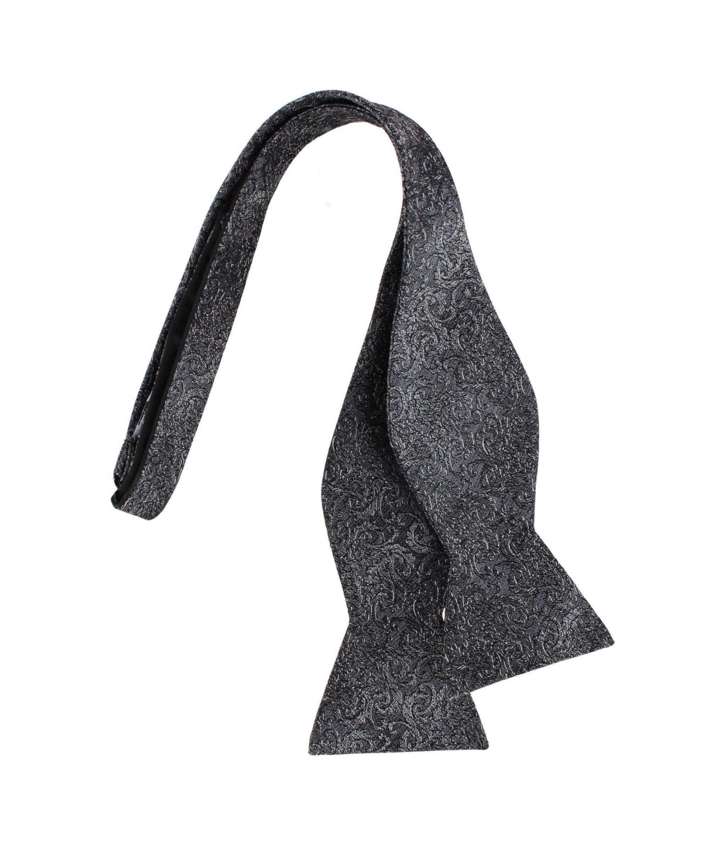 Мужской галстук-бабочка TRAFALGAR Esteban Scrolling Vines Tone on Ton Patterned Silk Self Tie Bow Tie, цвет: Серебристый / Чёрный — фото 3