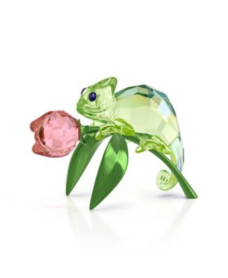 Idyllia Chameleon and Tulip Crystal Figurine