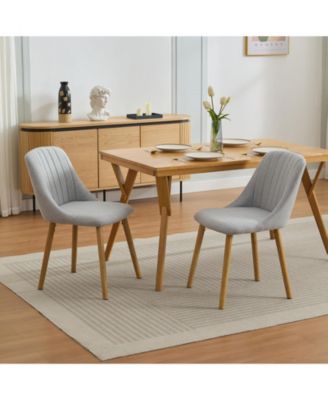 Modern Fabric Upholstered Dining Chairs Set of 2, Mid-Century Kitchen Side Chairs