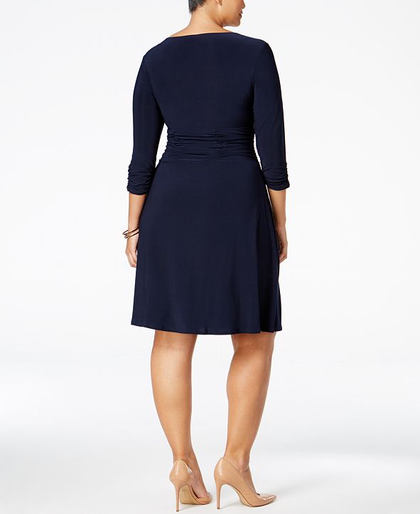 NY Collection Plus & Petite Plus Size Ruched A-Line Dress & Reviews ...