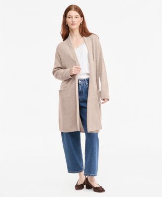 Women's 100% Cashmere Fylaway Duster Shawl-Collar Cardigan