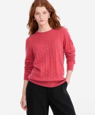 Women's Cable-Knit Crewneck 100% Cashmere Sweater