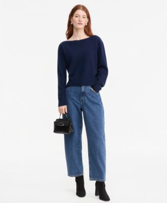 Women's 100% Cashmere Long Sleeve Boatneck Sweater