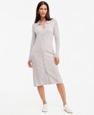 Women's Cashmere Collared Button-Front Duster Sweater