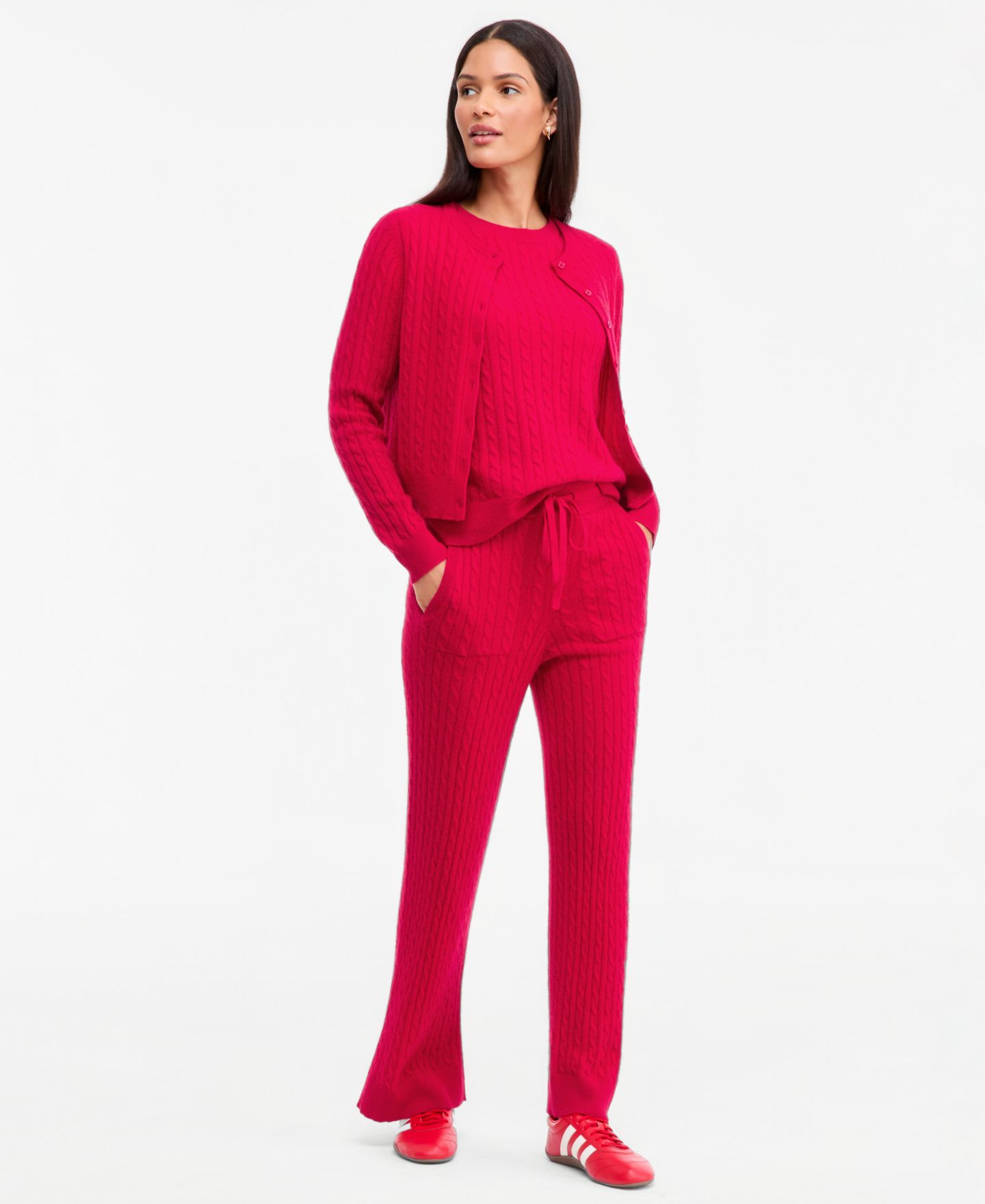 Женский кардиган Charter Club 100% Cashmere Baby Cable-Knit Crewneck, цвет: Красный — фото 2