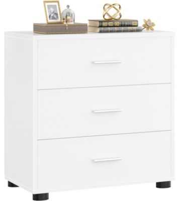 Wooden Storage Dresser with 3-Drawers, Nightstand with Food Pads