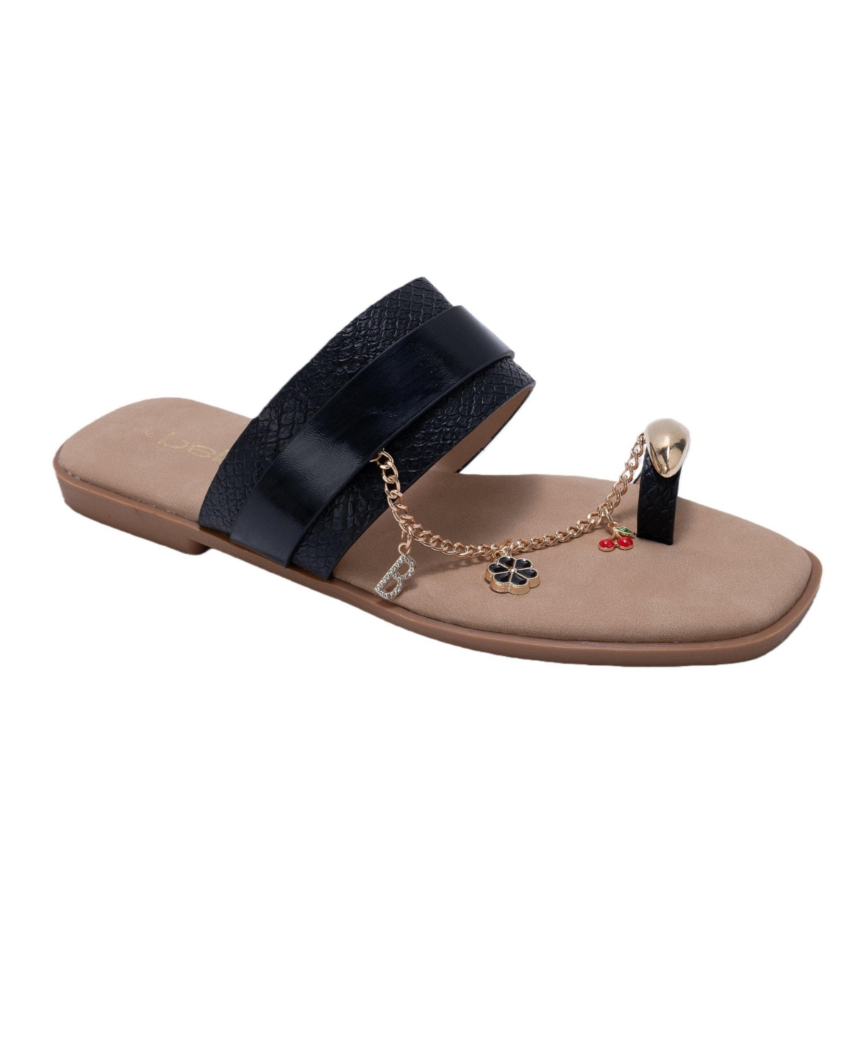 bebe Women s Thong Sandals with Charm Chain Detail Flat Slip-On Summer