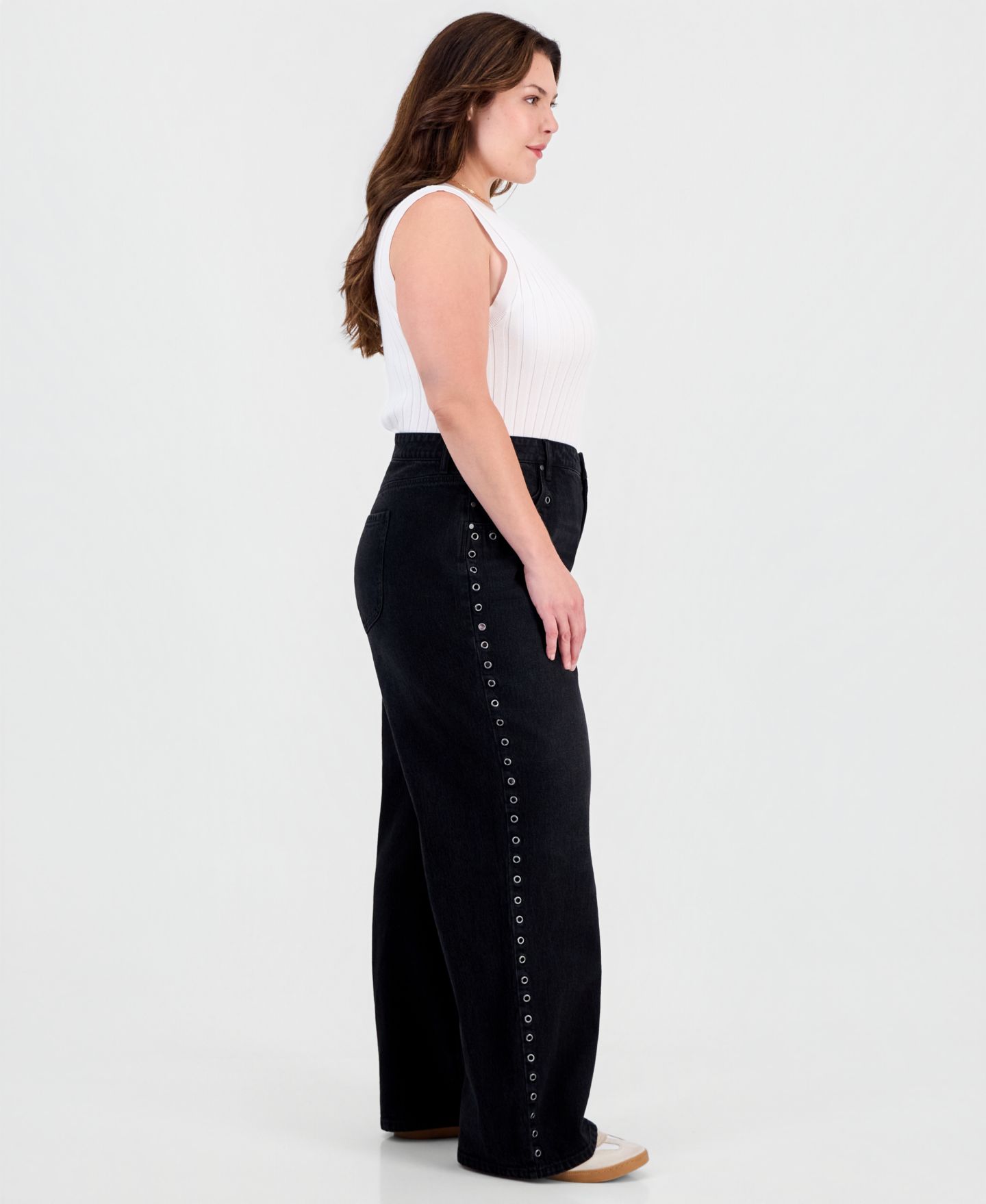 Женские джинсы And Now This Trendy Plus Size Wide Leg, цвет: Чёрный — фото 6